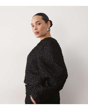 ASOS Curve Boucle Cropped Ovoid Sleeve Blazer Co-ord - Black