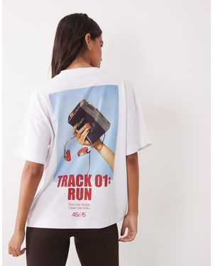 4505 Heavyweight Cotton Oversized T-shirt With Retro Back Print - White
