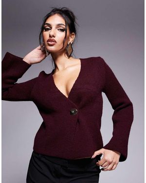 River Island Asymmetric Button Cardigan - Purple