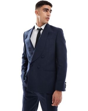 ASOS Cotton Linen Blend Regular Suit Jacket - Blue