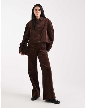 ASOS Wide Leg Pocket Detail Cord Trousers - Brown