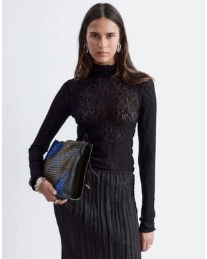 & Other Stories Lace Long Sleeve Top With Thumb Holes - Blue