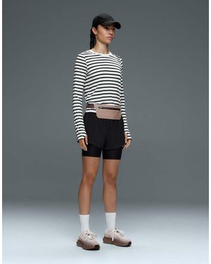 Oysho Striped Long-Sleeve Technical T-Shirt - Grey