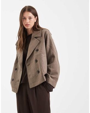 Object Chaqueta De Sastre Corta Marrón De Mezcla De Lana Premium De