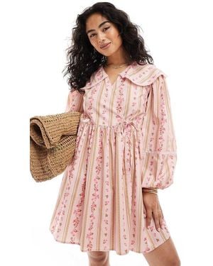 Miss Selfridge Wrap Smock Dress With Collar Detail - Pink