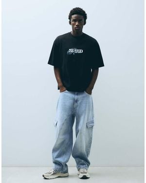 Bershka Cargo Neobarrel Jeans - Blue