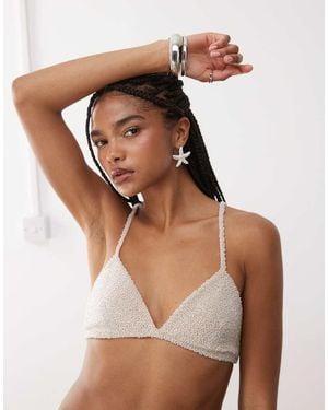Miss Selfridge Premium Triangle Bralette With Crystal Embelishments - Brown