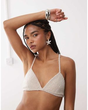 Miss Selfridge Brassière A Triangolo Premium Con Strass - Marrone