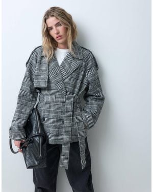 ASOS Short Strong Shoulder Formal Trench Coat - Grey