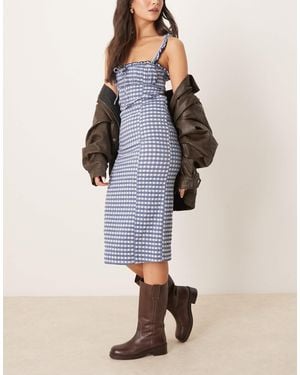Free People Lucinda Gingham Midi Dress - Grey