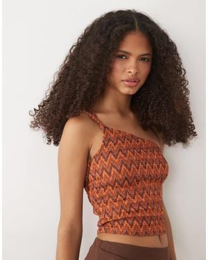 Mango Teen One Shoulder Crop Top - Orange