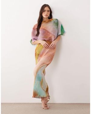 Never Fully Dressed Tilly Off Shoulder Plisse Maxi Dress - Multicolor