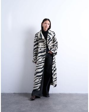TOPSHOP Zebra Print Trench Coat - White