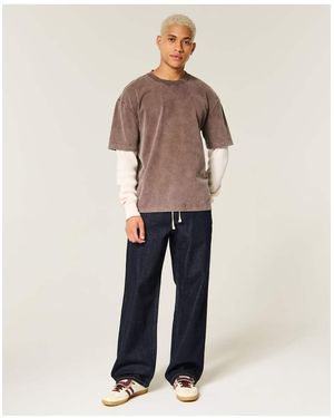 Hollister Low-Rise Drawstring Waist Baggy Jeans - Natural