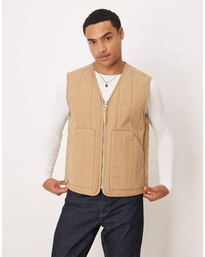 ARKET Quilted Gilet With V-neck - Natural