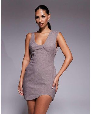 ASOS Structured Wave Neckline Mini Dress - Purple