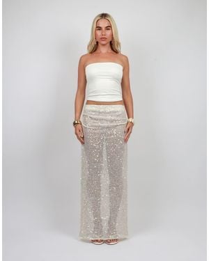 SIMMI Sequin Maxi Beach Skirt - White