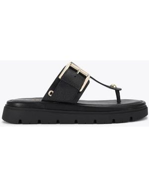 Carvela Kurt Geiger Pavilion T Bar Mule Flat Sandals - Black