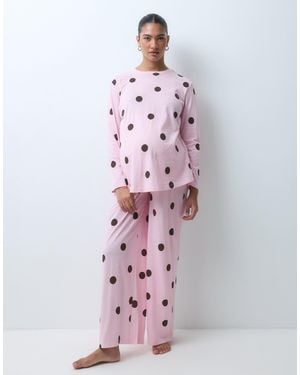 ASOS Asos Design Maternity Oversized Tee And Wide Leg Trouser Pajama Set - Pink