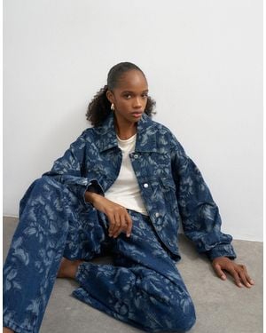 TOPSHOP – ballon-jacke aus denim - Blau