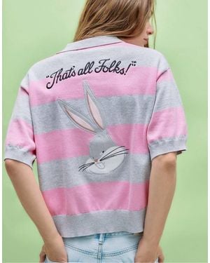 Stradivarius Bugs Bunny Knit Polo Shirt - Pink