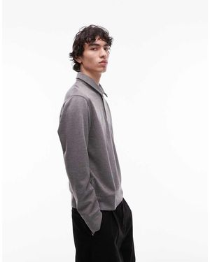 Mango Felpa Antracite Stile Polo - Grigio