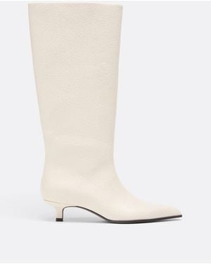 Stradivarius Bottes à petit talon en écru - Blanc