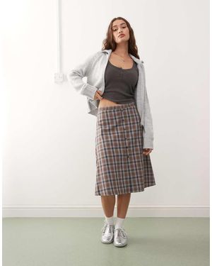 Collusion Falda Midi A Cuadros Con Diseño Dividido De - Gris
