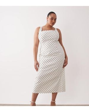 Forever New Stretch Linen Mix Midi Dress - White