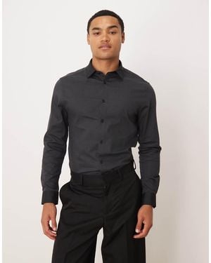 ASOS Slim Fit Smart Shirt With Dobby Texture - Black