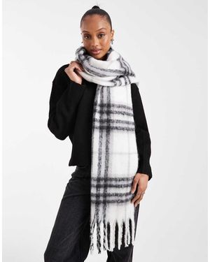 ASOS Bufanda Monocromática A Cuadros Con Flecos De - Negro