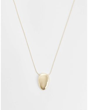ASOS Asos Design Curve Necklace With Small Clean Oval Pendant - White