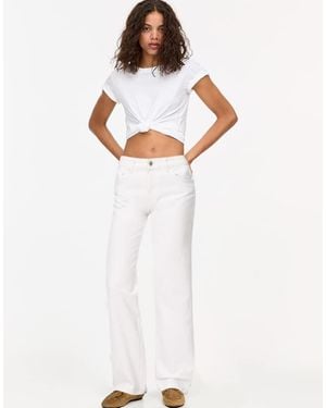 Pull&Bear Mid Waist Straight Leg Jeans - White
