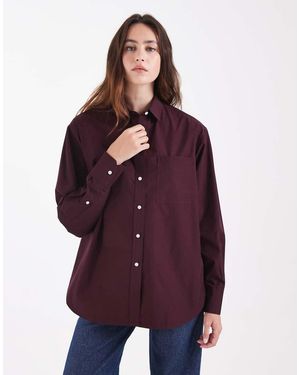 Lacoste Poplin Overhemd Met Lange Mouwen - Paars