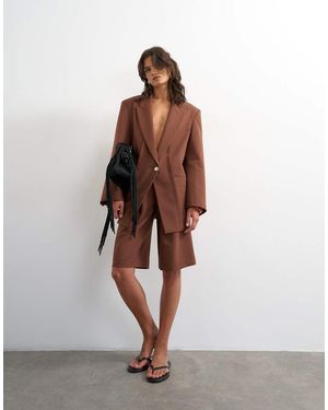 TOPSHOP Pantaloncini Taglio Lungo Marroni - Marrone