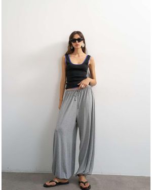 TOPSHOP Pantalones Gris Jaspeado De Corte Bombacho De Punto De Viscosa-Marrón