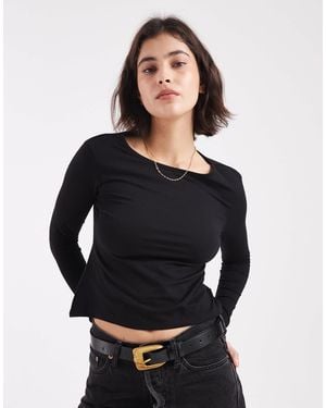 Mango Teen V-neck Sculpt Top - Black