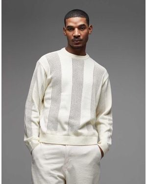 Obey Crochet Knitted Crew Neck Jumper - Grey