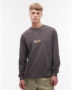 Rhythm Vintage Embroidered Long Sleeve T-shirt - Gray