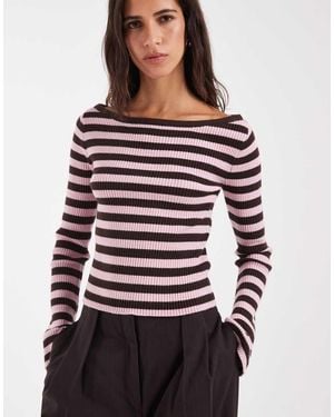 Hollister Knitted Off Shoulder Jumper - Brown