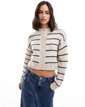 ASOS Crop Crew Neck Cardigan - Blue