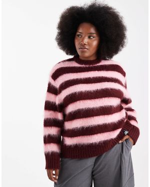 Renee Studio Plus – exklusiver, flauschiger pullover mit streifen - Rot