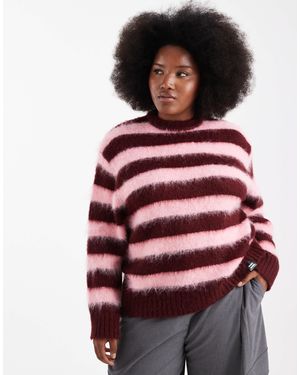 Renee Studio Plus – exklusiver, flauschiger pullover mit streifen - Rot