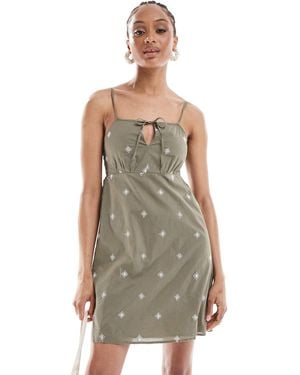 ONLY Embroided Detail Mini Cami Dress - Green