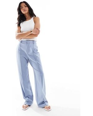 Pull&Bear Petite Straight Leg Tailored Pants With Front Seam - Blue