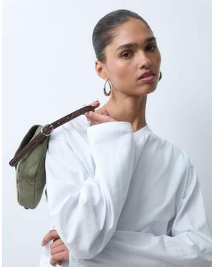 ASOS V Neck Boxy Crop Long Sleeve - White
