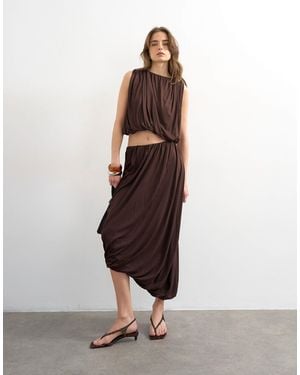 TOPSHOP Bubble Drape Skirt - Brown