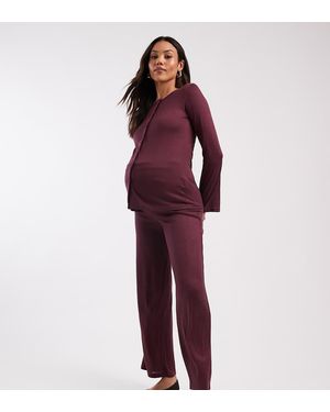 Mama.licious Mamalicious Maternity Soft Straight Leg Jersey Trouser Co-ord - Red