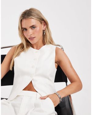 Only Petite – elegante weste aus leinenmix - Weiß