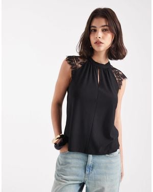 Vero Moda Sleeveless Lace Top - Black
